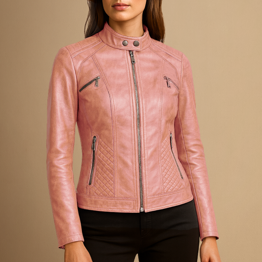 Women's Leather Jacket | Stand Collar