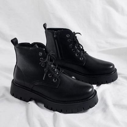 Schwarze Leder-Schnürstiefeletten für Herren – Adrian