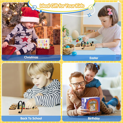 Montessori Kleinkind Pinnwand mit 27 LED-Lichtern - Lernspielzeug für Kinder von 1-6 Jahren