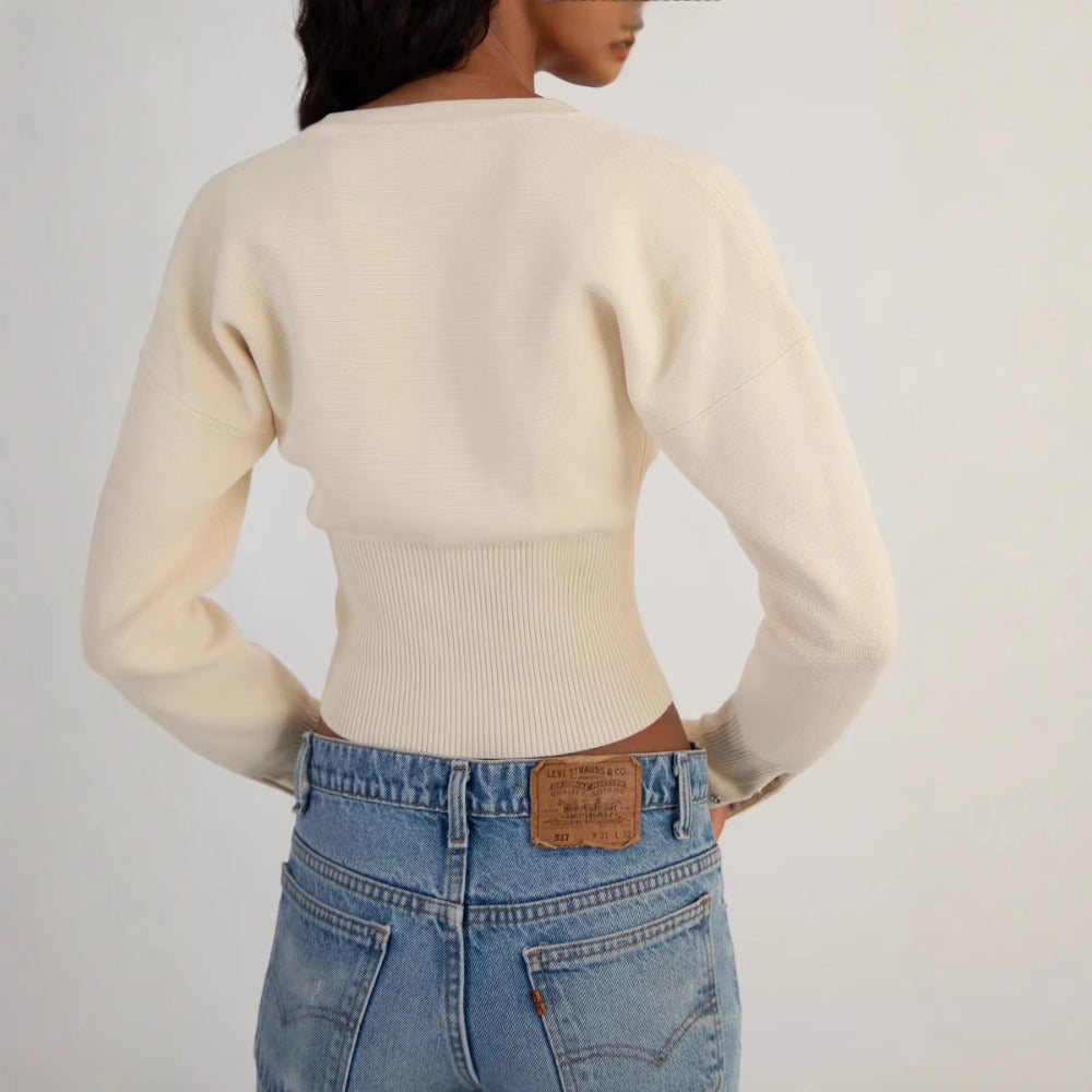 Strickjacke mit Knopfleiste und langen Ärmeln für Damen - Claudia