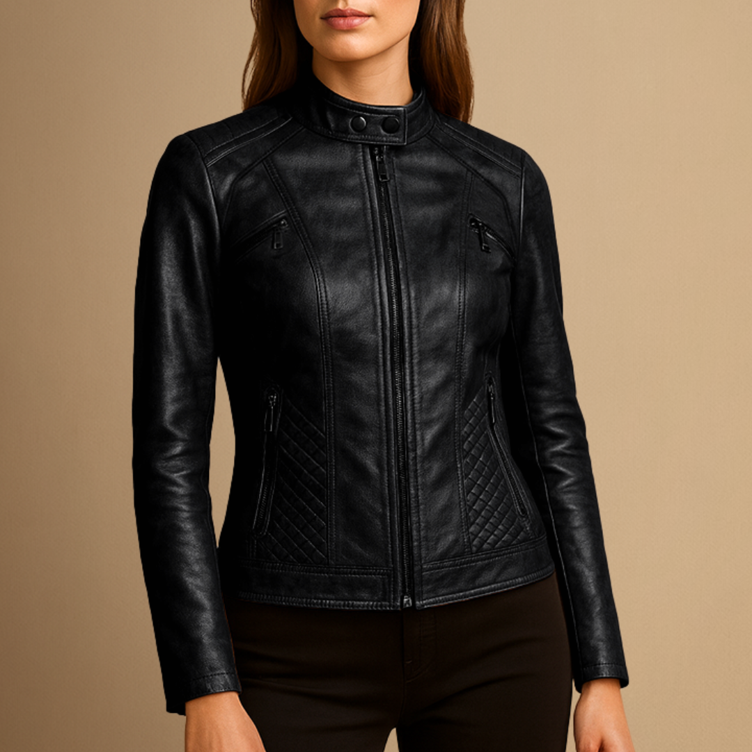 Women's Leather Jacket | Stand Collar