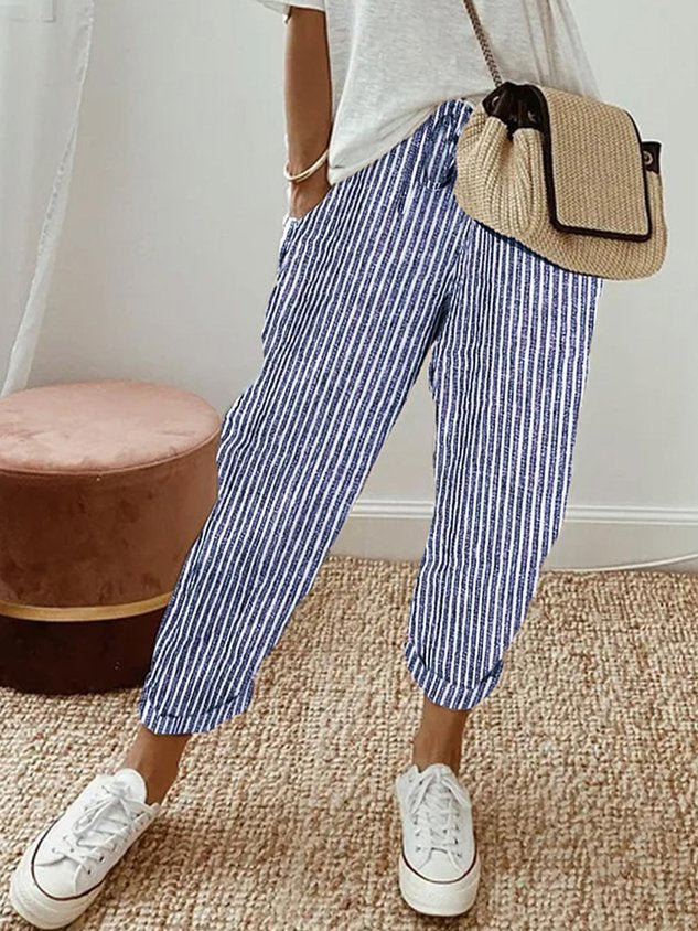 Damen Sommer Leinenhose | mit Kordelzug
