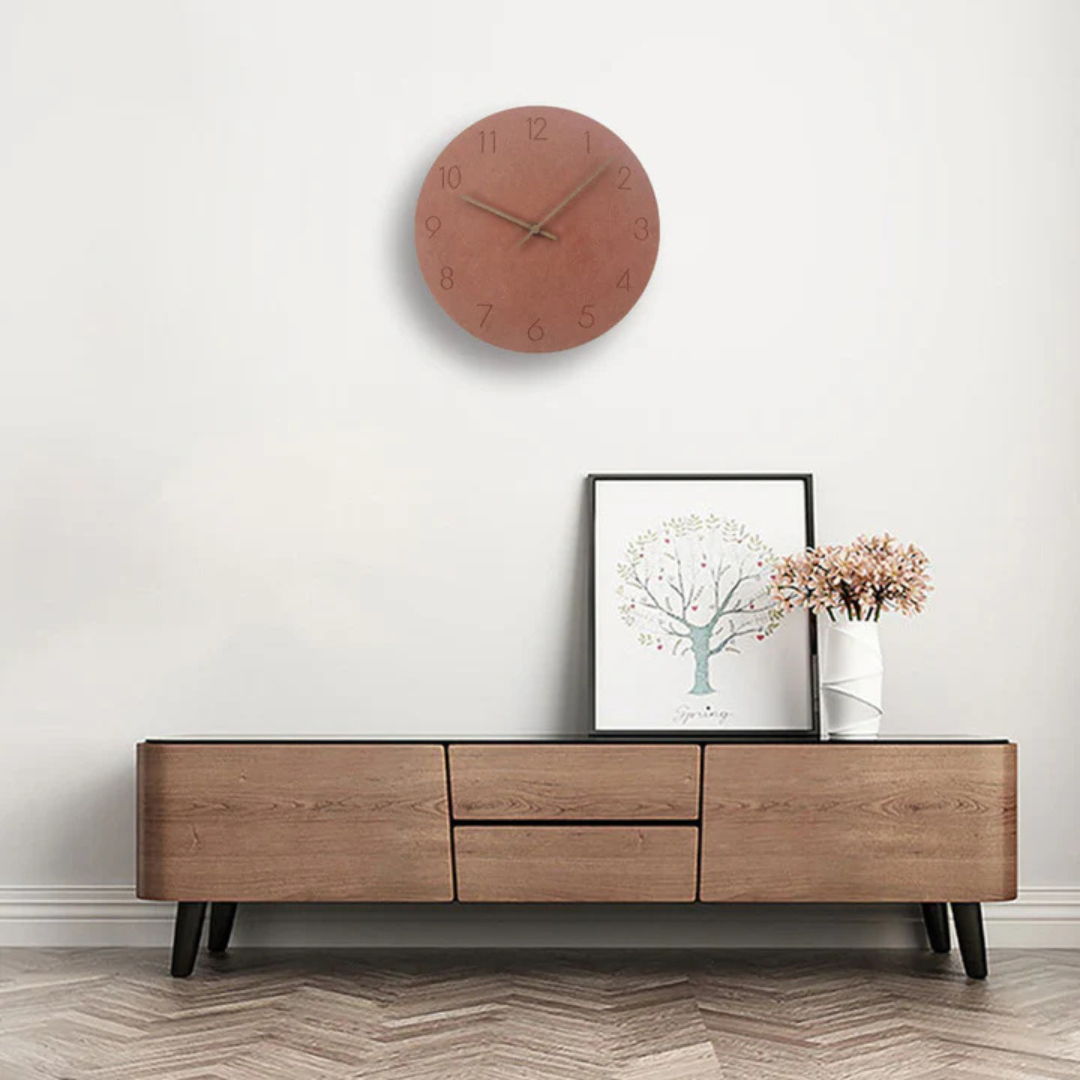 Minimalistische Holz-Wanduhr