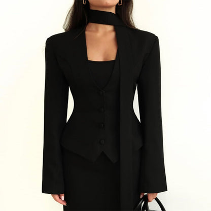 Langärmlige Blazerjacke mit Schal für Damen - Rosella