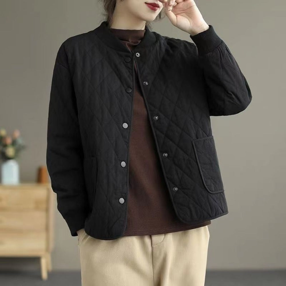 Gesteppt Jacke mit Knopfleiste und Taschen für Damen – Noemi