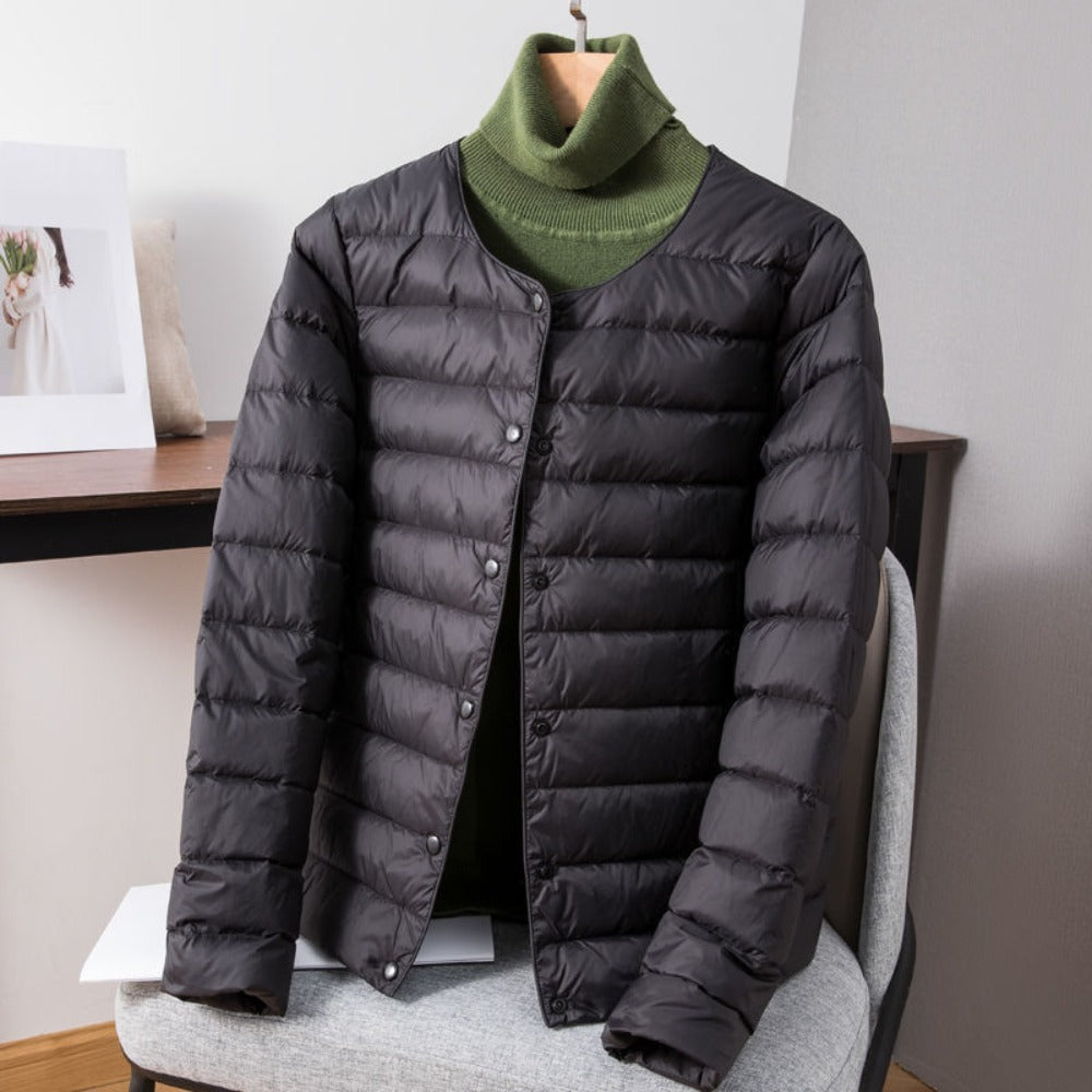Leichte Daunenjacke mit Druckknöpfen für Damen – Sebastiana