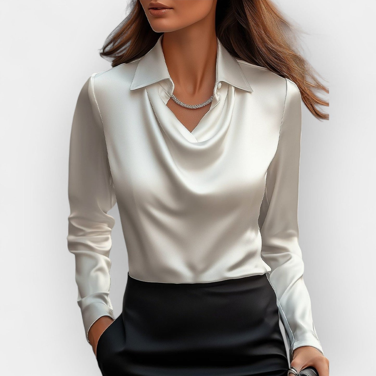 Damen Elegant Satin Bluse | Glitzer