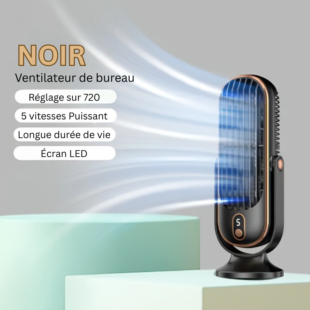 Premium Kühlventilator | Dualmotor, 720° Rotation, USB wiederaufladbar & ultra-leise für ultimativen Komfort überall