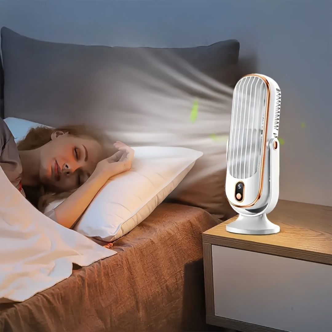 Premium Kühlventilator | Dualmotor, 720° Rotation, USB wiederaufladbar & ultra-leise für ultimativen Komfort überall