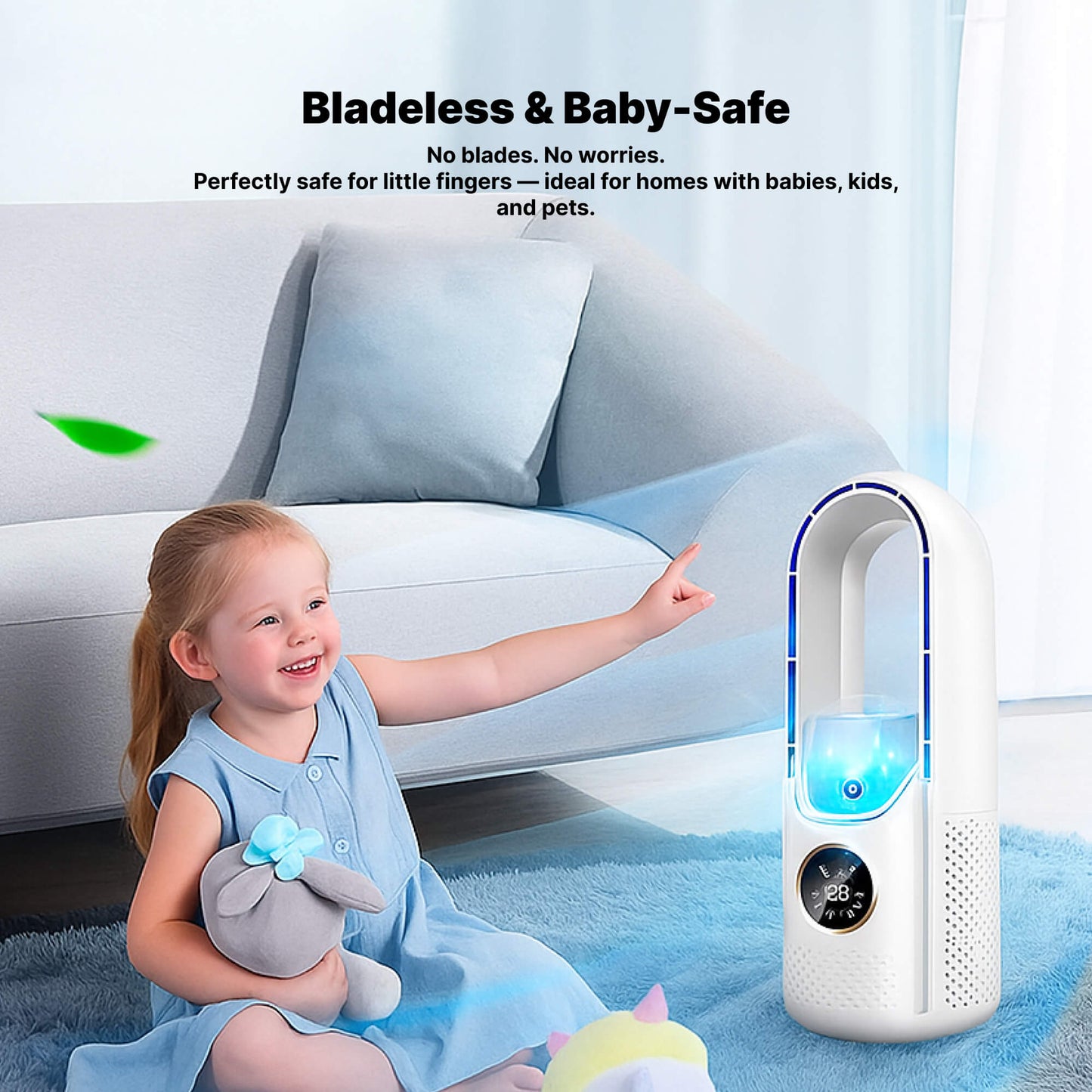 Geräuscharlose, bladeless tragbare Klimaanlage: Ergonomisches Design für Zuhause und Büro