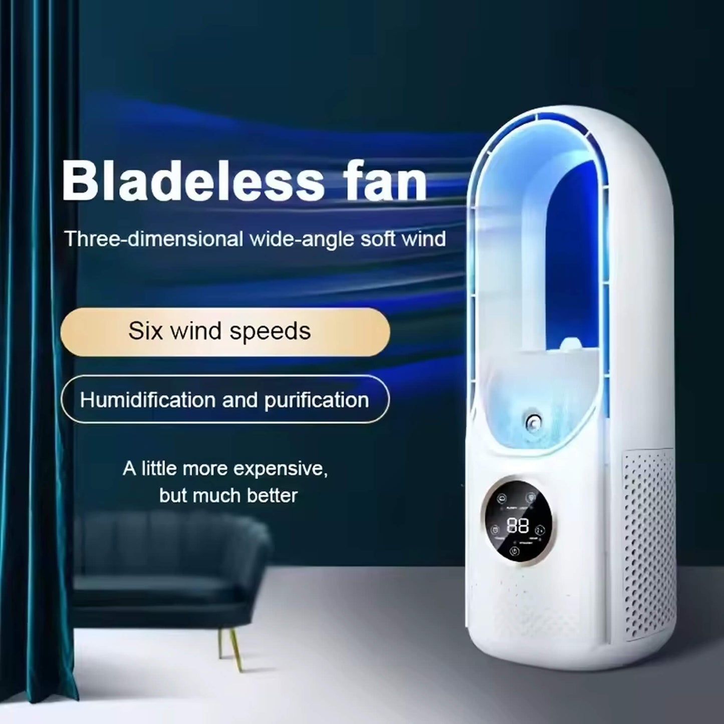 Geräuscharlose, bladeless tragbare Klimaanlage: Ergonomisches Design für Zuhause und Büro