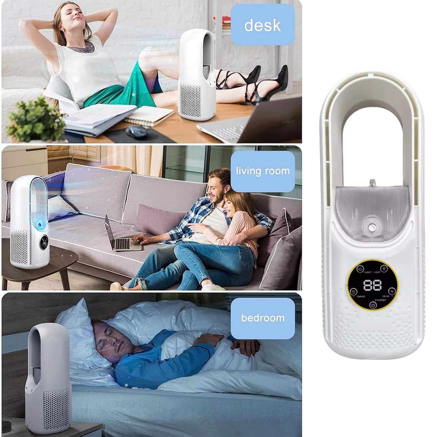 Geräuscharlose, bladeless tragbare Klimaanlage: Ergonomisches Design für Zuhause und Büro