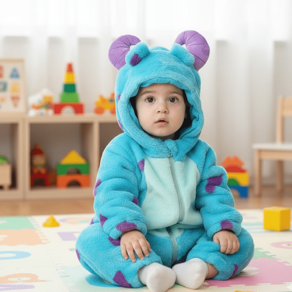 Tier Baby Overall – Flauschiger Komfort mit Reißverschluss