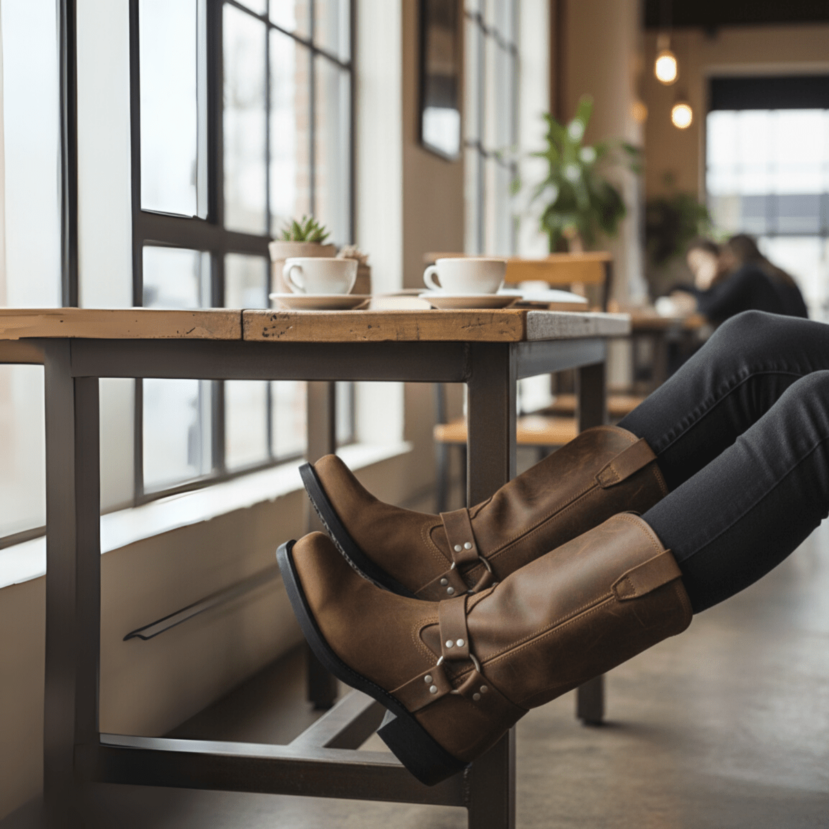 Herren Robuste Stiefel mit Geschirr und wasserdichtem Leder