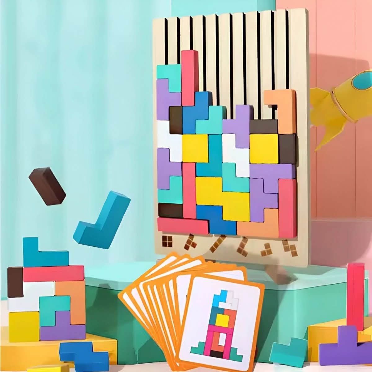 Montessori Holz Tetris für kreatives Stapeln und Logiktraining