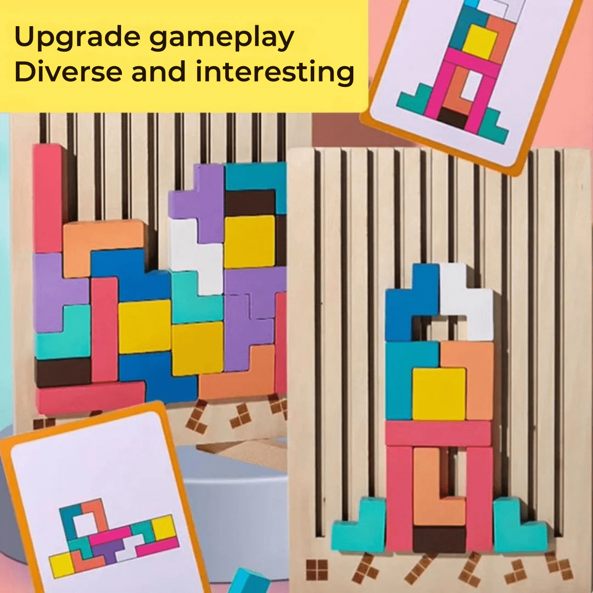 Montessori Holz Tetris für kreatives Stapeln und Logiktraining
