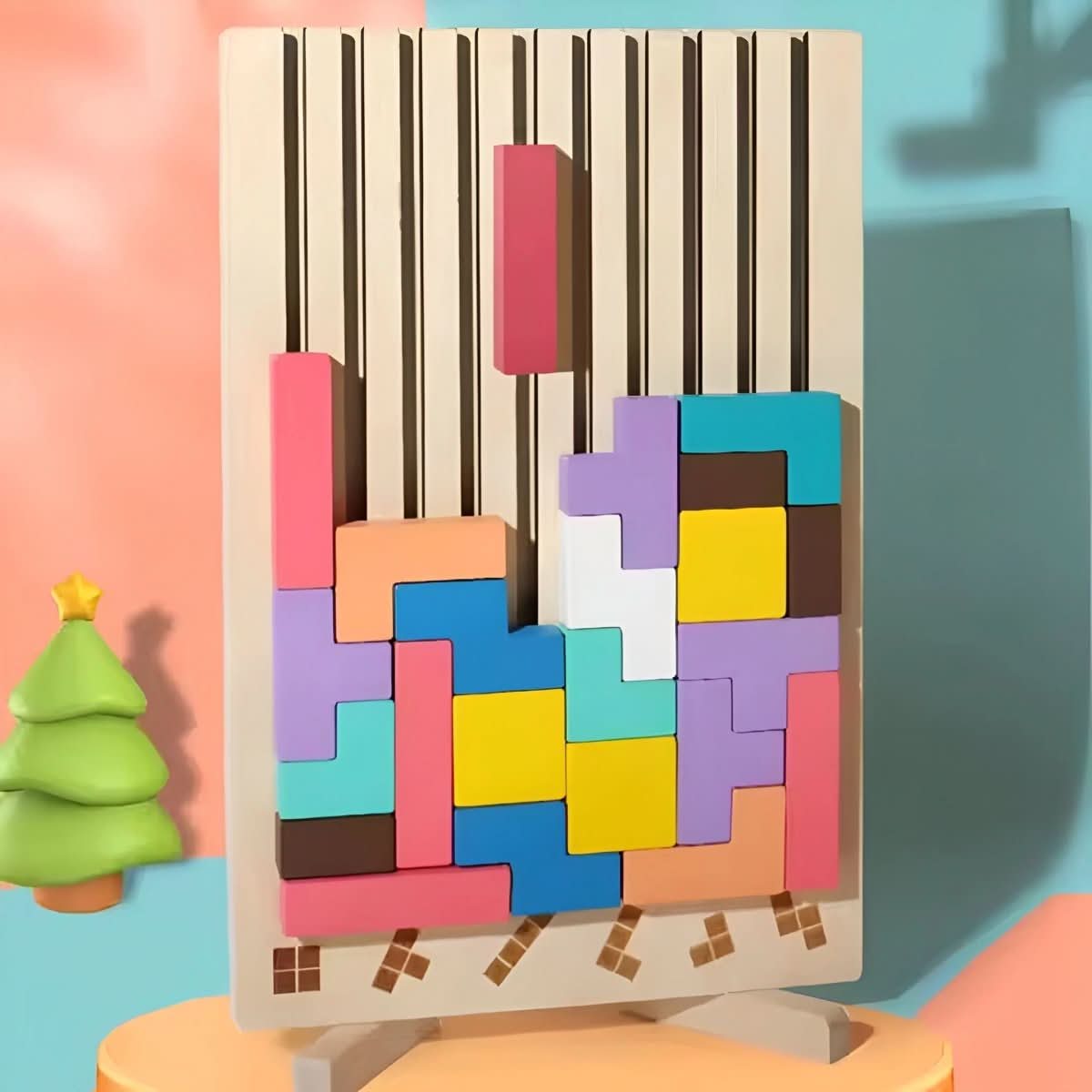 Montessori Holz Tetris für kreatives Stapeln und Logiktraining