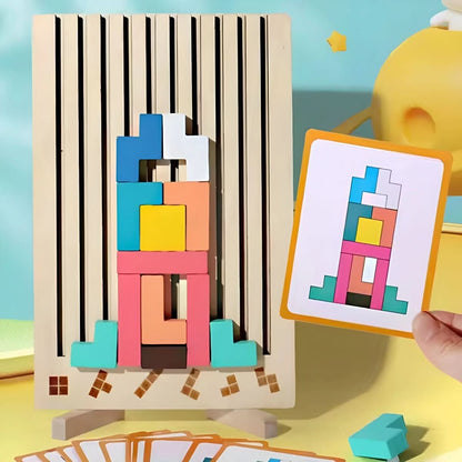 Montessori Holz Tetris für kreatives Stapeln und Logiktraining