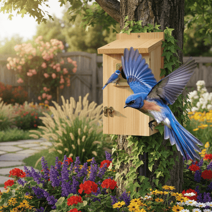 Holz-Nistkasten für Blauhäher, Schwalben und kleine Vögel
