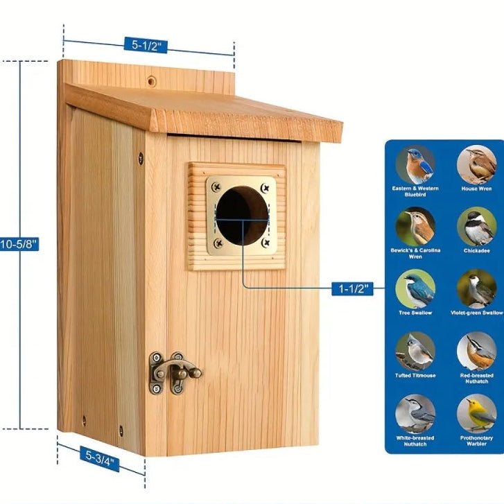 Holz-Nistkasten für Blauhäher, Schwalben und kleine Vögel