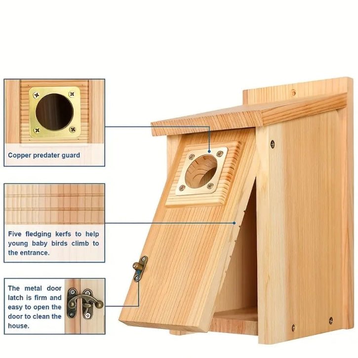 Holz-Nistkasten für Blauhäher, Schwalben und kleine Vögel
