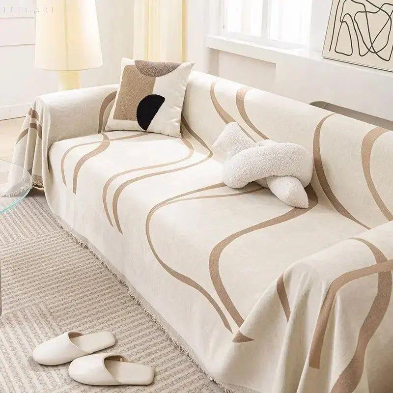 Umkehrbarer Chenille- und Baumwollsofaüberwurf – Weich und Luxuriös