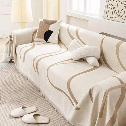 Umkehrbarer Chenille- und Baumwollsofaüberwurf – Weich und Luxuriös