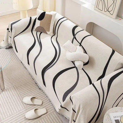 Umkehrbarer Chenille- und Baumwollsofaüberwurf – Weich und Luxuriös