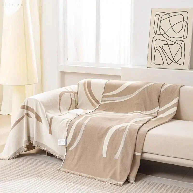 Umkehrbarer Chenille- und Baumwollsofaüberwurf – Weich und Luxuriös
