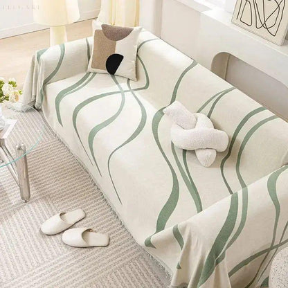 Umkehrbarer Chenille- und Baumwollsofaüberwurf – Weich und Luxuriös