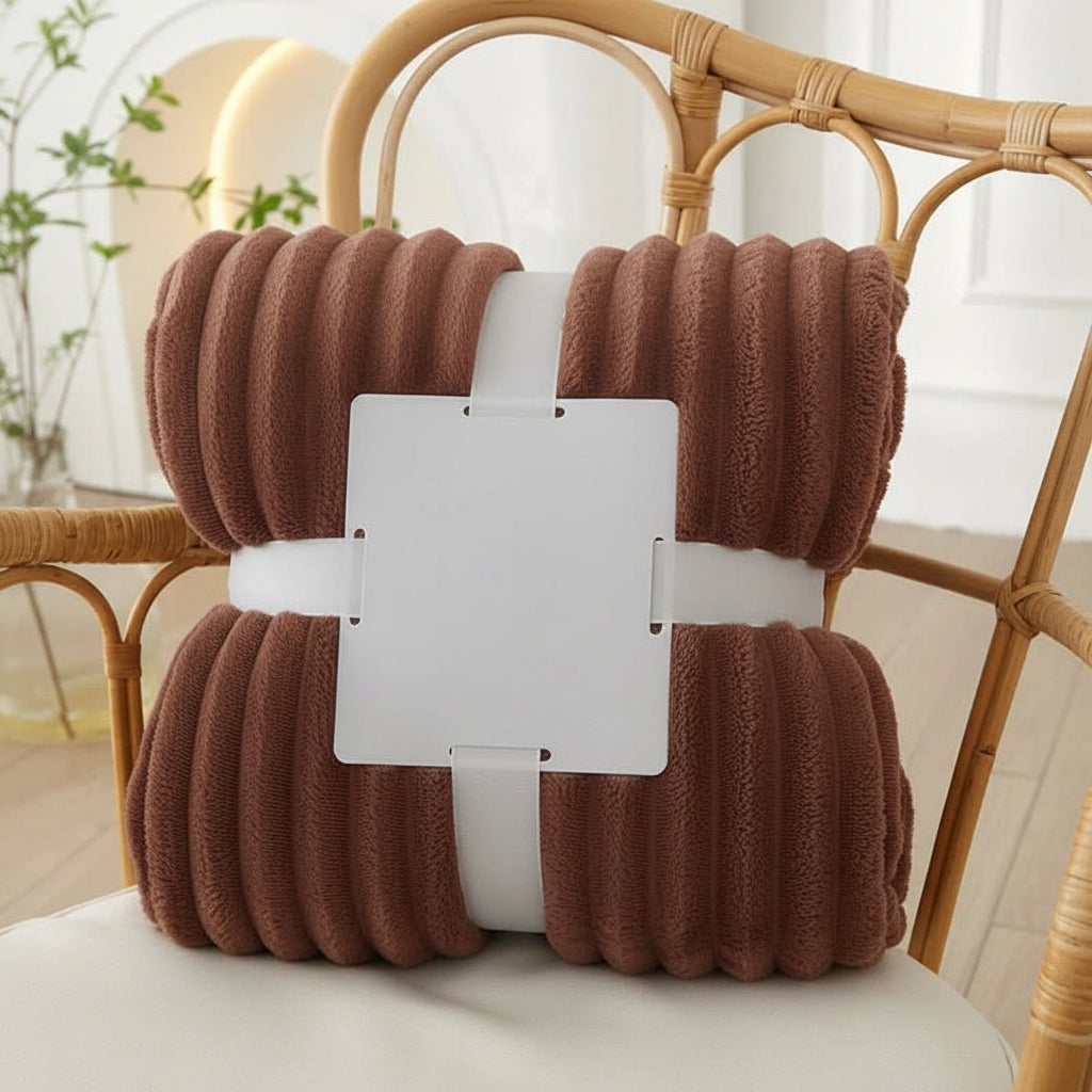 Breite Fleece-Decke aus Flanell mit Streifenmuster