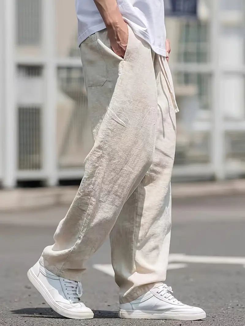 Herren Baggy Sommer Leinenhose | Lässig