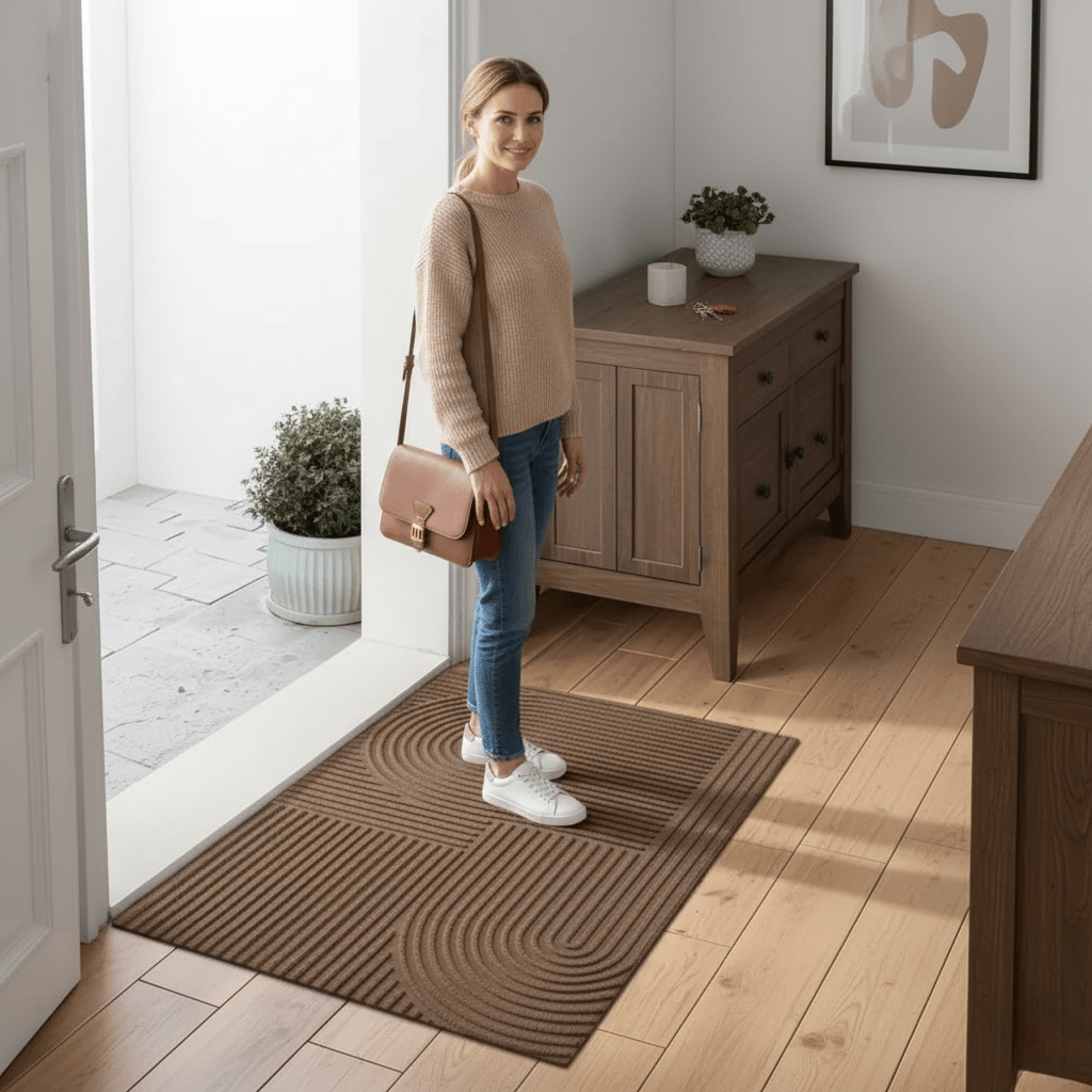 Absorbierende, waschbare Matte mit fließendem Linienmuster