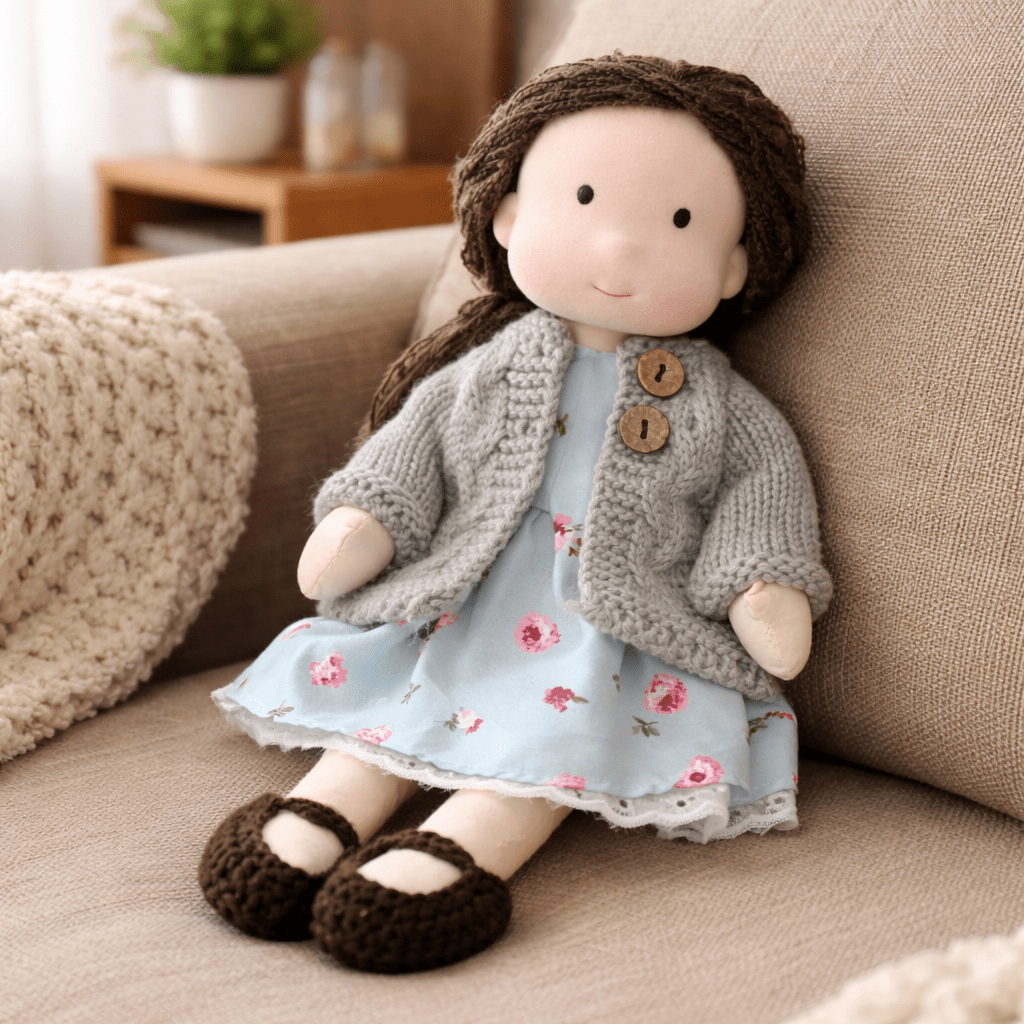Handgemachte Waldorfpuppe aus Baumwolle für kreatives Spiel