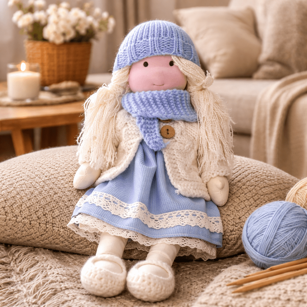 Handgemachte Waldorfpuppe aus Baumwolle für kreatives Spiel