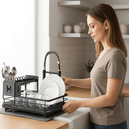 Faltbarer Edelstahl Geschirrständer - Platzsparendes Design für moderne Küchen
