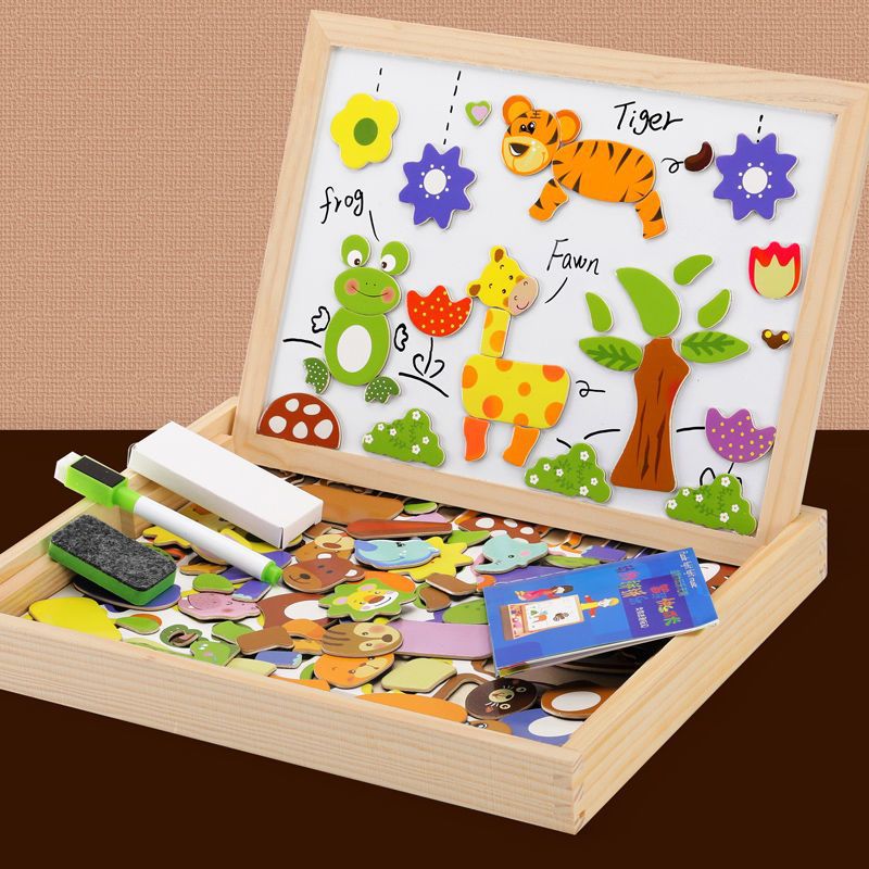 2-in-1 Montessori Zeichenbrett mit magnetischer Oberfläche & Kreidetafel für Kinder