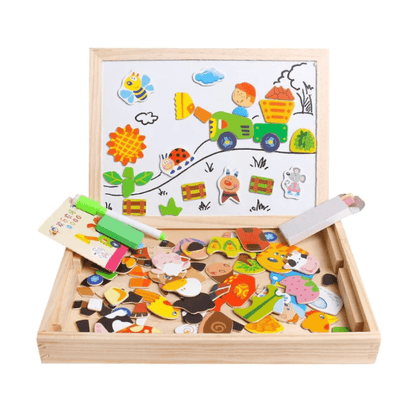 2-in-1 Montessori Zeichenbrett mit magnetischer Oberfläche & Kreidetafel für Kinder