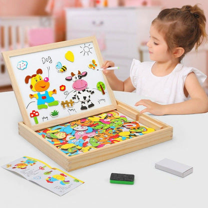 2-in-1 Montessori Zeichenbrett mit magnetischer Oberfläche & Kreidetafel für Kinder