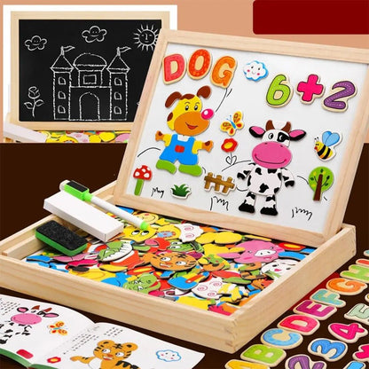 2-in-1 Montessori Zeichenbrett mit magnetischer Oberfläche & Kreidetafel für Kinder