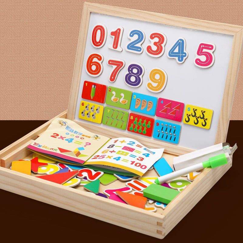 2-in-1 Montessori Zeichenbrett mit magnetischer Oberfläche & Kreidetafel für Kinder
