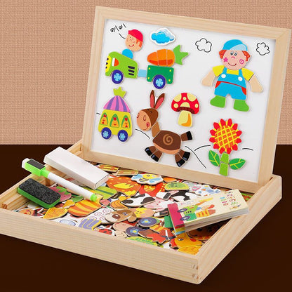 2-in-1 Montessori Zeichenbrett mit magnetischer Oberfläche & Kreidetafel für Kinder