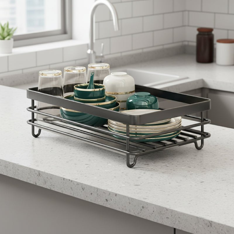 Faltbarer Edelstahl Geschirrständer - Platzsparendes Design für moderne Küchen