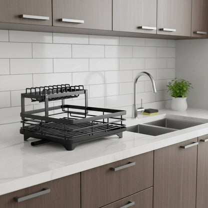 Faltbarer Edelstahl Geschirrständer - Platzsparendes Design für moderne Küchen