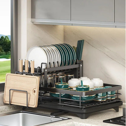 Faltbarer Edelstahl Geschirrständer - Platzsparendes Design für moderne Küchen
