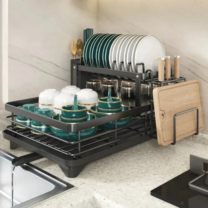 Faltbarer Edelstahl Geschirrständer - Platzsparendes Design für moderne Küchen