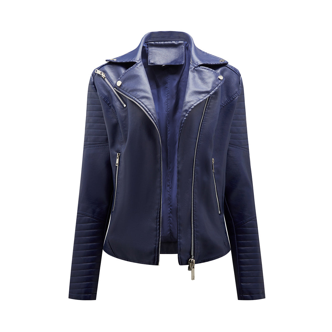 Women's Lapel Leather Jacket | Short