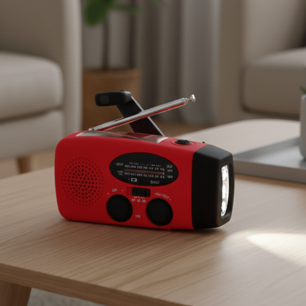 All-in-One Notfallradio mit LED-Licht, Handkurbelstrom und Wetterupdates