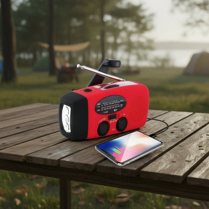 All-in-One Notfallradio mit LED-Licht, Handkurbelstrom und Wetterupdates