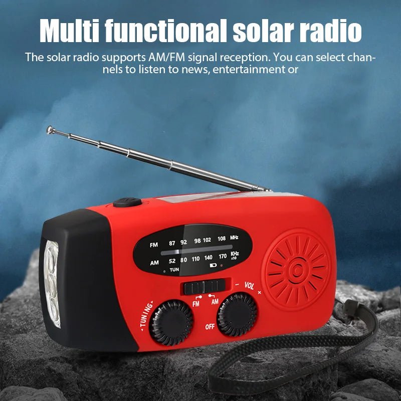 All-in-One Notfallradio mit LED-Licht, Handkurbelstrom und Wetterupdates
